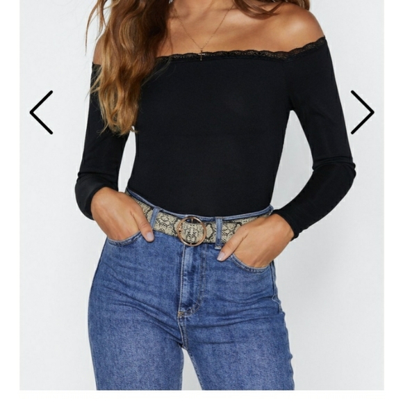 Nasty Gal Black off the shoulder bodysuit - Picture 10 of 14